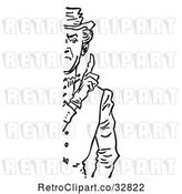 Vector Clip Art of Retro Cut off Stern Guy Holding up a Finger by Picsburg