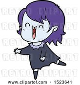 Vector Clip Art of Retro Cute Cartoon Happy Vampire Girl by Lineartestpilot