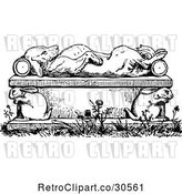 Vector Clip Art of Retro Dead or Sleeping Dog on a Rabbit Bench by Prawny Vintage
