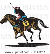 Vector Clip Art of Retro Derby Horse Race Jockey 4 by Patrimonio