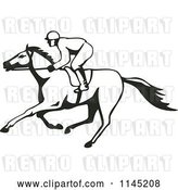Vector Clip Art of Retro Derby Horse Race Jockey by Patrimonio
