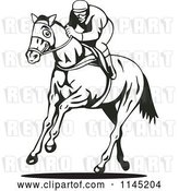 Vector Clip Art of Retro Derby Jockey Racing a Horse 1 by Patrimonio