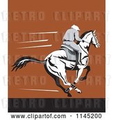Vector Clip Art of Retro Derby Jockey Racing a Horse on Brown by Patrimonio