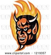 Vector Clip Art of Retro Devil Face in Flames by Patrimonio