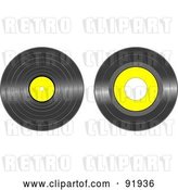 Vector Clip Art of Retro Digital Collage of Black and Yellow Vinyl Records by