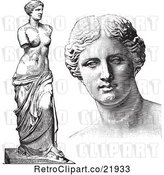 Vector Clip Art of Retro Digital Collage of Face and Full Body Aphrodite Statues by BestVector