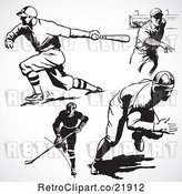 Vector Clip Art of Retro Digital Collage of Hockey and Baseball Players by BestVector