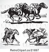 Vector Clip Art of Retro Digital Collage of Horse Races by BestVector