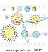 Vector Clip Art of Retro Digital Collage of Planets and Stars on White by Xunantunich