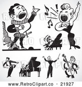 Vector Clip Art of Retro Digital Collage of Singers and Musicians by BestVector