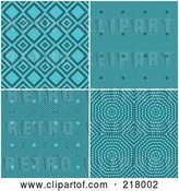 Vector Clip Art of Retro Digital Collage of Turquoise Diamond, Circle, Square and Burst Pattern Backgrounds by KJ Pargeter