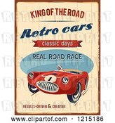 Vector Clip Art of Retro Distressed Race Car and Text by Eugene