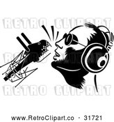Vector Clip Art of Retro Dj or Singer with a Microphone by Frisko