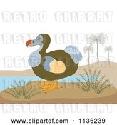 Vector Clip Art of Retro Dodo Bird on a Beach by Patrimonio