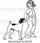 Vector Clip Art of Retro Dog and Child by Prawny Vintage