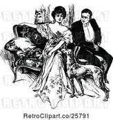 Vector Clip Art of Retro Dog and Couple on a Sofa by Prawny Vintage