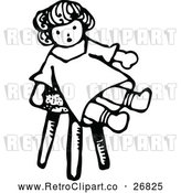 Vector Clip Art of Retro Doll on a Stool by Prawny Vintage