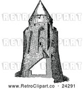 Vector Clip Art of Retro Donjon Keep Tower by Prawny Vintage