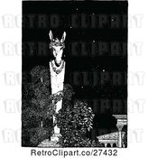Vector Clip Art of Retro Donkey Garden Statue at Night by Prawny Vintage