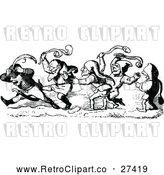 Vector Clip Art of Retro Dwarfs in a Chase by Prawny Vintage