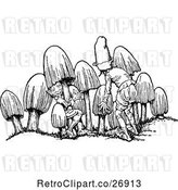 Vector Clip Art of Retro Dwarfs in Mushrooms by Prawny Vintage