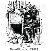 Vector Clip Art of Retro Ebenezer Scrooge Working at a Desk by Prawny Vintage