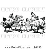 Vector Clip Art of Retro Egg Sign and Chickens by Prawny Vintage