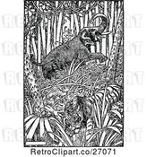 Vector Clip Art of Retro Elephant Monkey and Tiger in the Jungle by Prawny Vintage