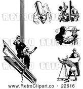 Vector Clip Art of Retro Engineers Surveyors and Construction Workers by BestVector