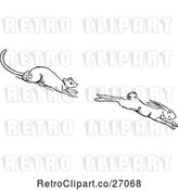 Vector Clip Art of Retro Ermine Weasel Chasing a Rabbit by Prawny Vintage