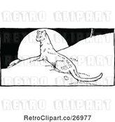 Vector Clip Art of Retro Ermine Weasel on a Hill by Prawny Vintage