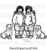 Vector Clip Art of Retro Eskimo KChildren and Dogs by Prawny Vintage