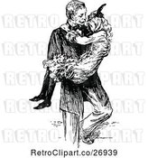Vector Clip Art of Retro Father Carrying His Daughter by Prawny Vintage