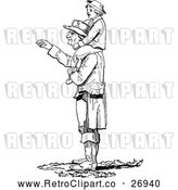 Vector Clip Art of Retro Father with His Son on His Shoulders by Prawny Vintage
