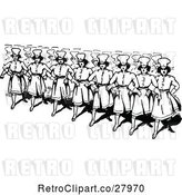 Vector Clip Art of Retro Female Soldiers Arm in Arm by Prawny Vintage