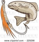 Vector Clip Art of Retro Fish and Hook Logo by Patrimonio