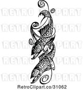 Vector Clip Art of Retro Fish and Swirl Design by Prawny Vintage