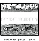 Vector Clip Art of Retro Fish Clouds and Copyspace by Prawny Vintage