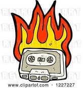 Vector Clip Art of Retro Flaming Cassette Tape by Lineartestpilot