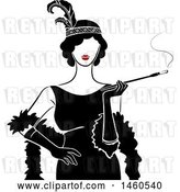 Vector Clip Art of Retro Flapper Girl Lady Holding a Cigarette on a Long Filter by BNP Design Studio