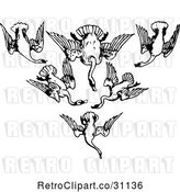 Vector Clip Art of Retro Flock of Swans in a V by Prawny Vintage