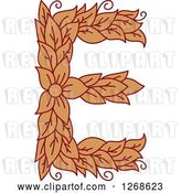 Vector Clip Art of Retro Floral Capital Letter E with a Flower by Vector Tradition SM