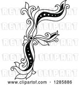 Vector Clip Art of Retro Floral Capital Letter F by Vector Tradition SM