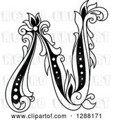 Vector Clip Art of Retro Floral Capital Letter N by Vector Tradition SM