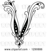 Vector Clip Art of Retro Floral Capital Letter V by Vector Tradition SM
