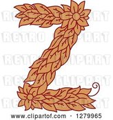 Vector Clip Art of Retro Floral Capital Letter Z with a Flower by Vector Tradition SM