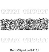 Vector Clip Art of Retro Floral Cherub Border by Prawny Vintage