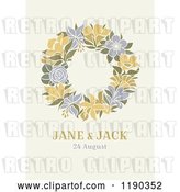 Vector Clip Art of Retro Floral Wreath Wedding Design on Beige, with Sample Text by Elena