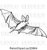Vector Clip Art of Retro Flying Bat by Prawny Vintage