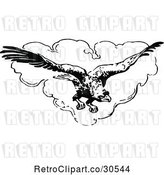 Vector Clip Art of Retro Flying Eagle and Heart Cloud by Prawny Vintage